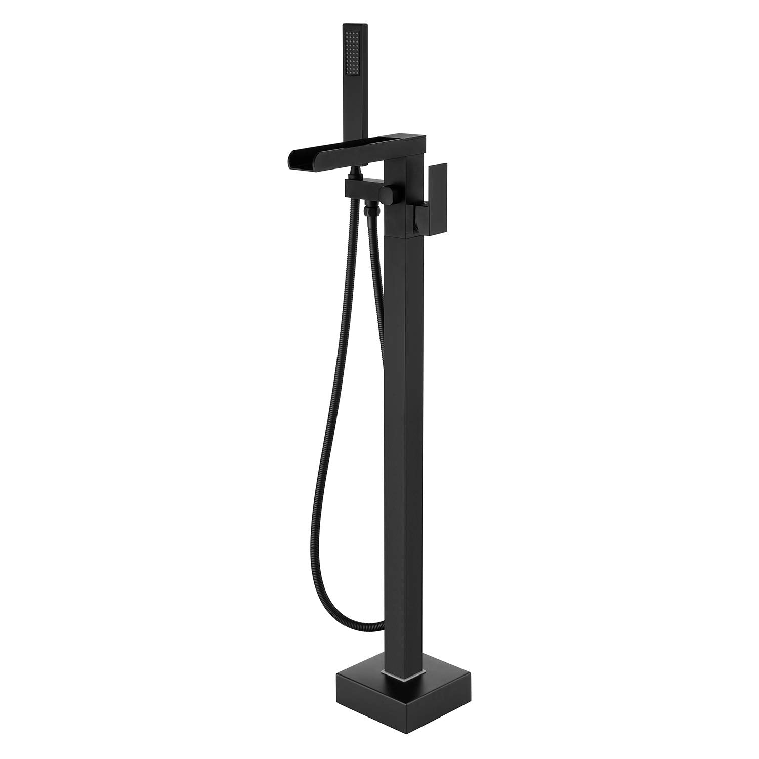 Wowkk Waterfall Tub Filler with floor-mounted brass base for durable installation