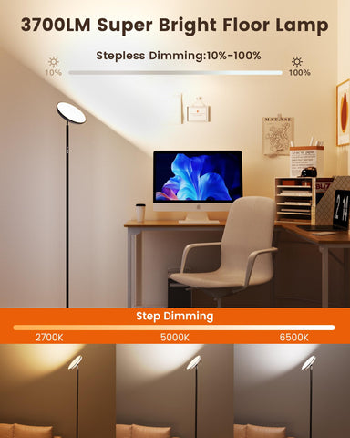 WOWLUMEN UFO floor lamp dimmable brightness suits reading or relaxing.