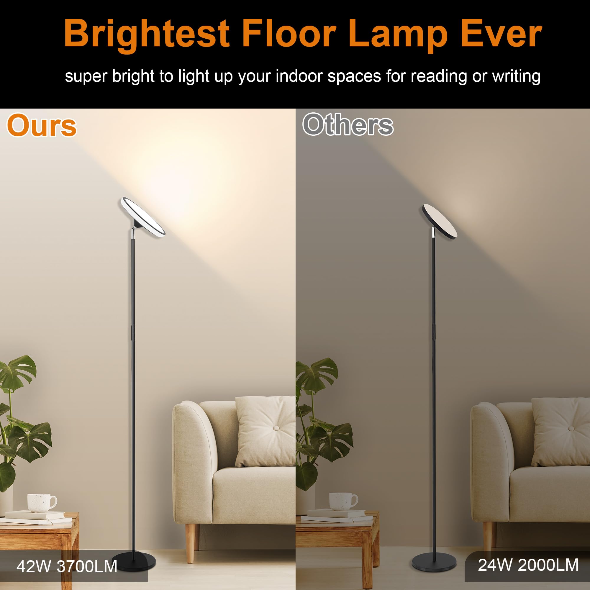 WOWLUMEN UFO floor lamp living room setup ambiance.