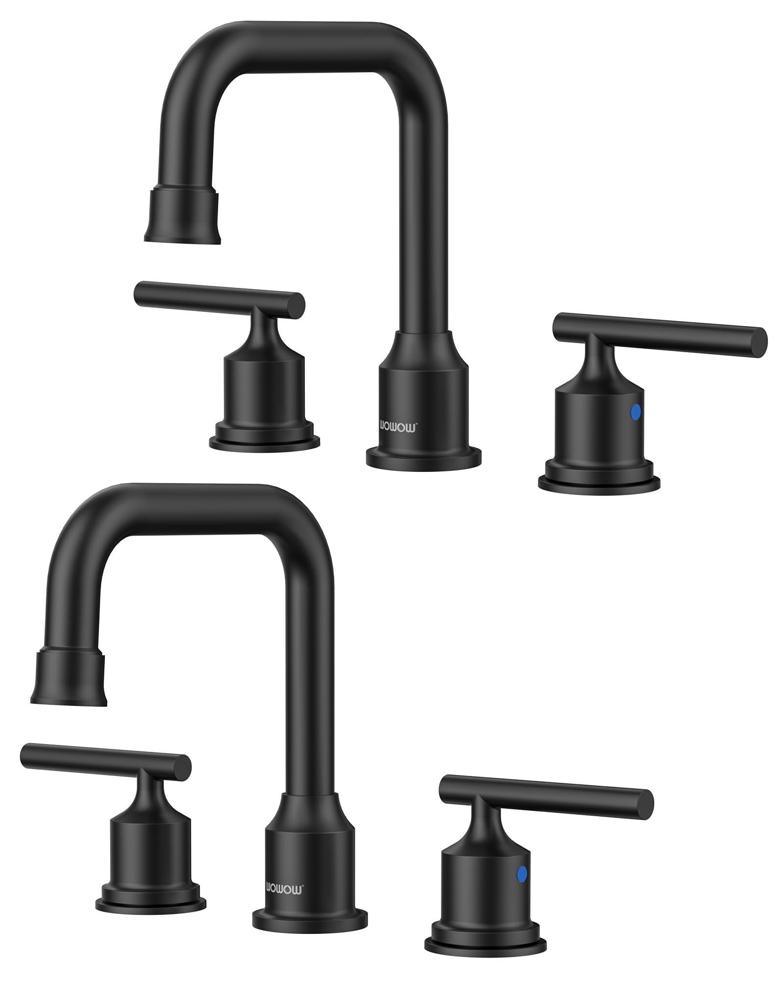 WOWOW 3-hole faucet in matte black with 360-degree swivel for versatile use