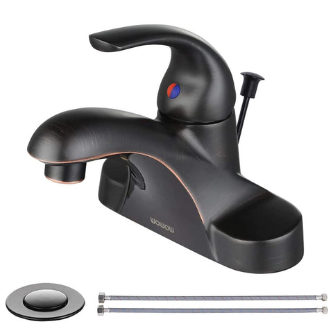 WOWOW oiled bronze centerset bathroom faucet, durable daily-use fixture