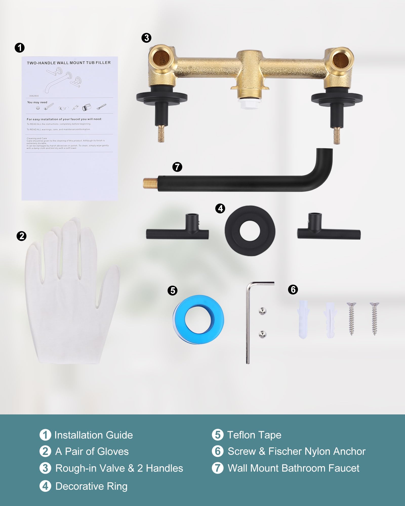 WOWOW includes brass rough-in valve for wall-mount setup.
