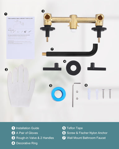 WOWOW includes brass rough-in valve for wall-mount setup.