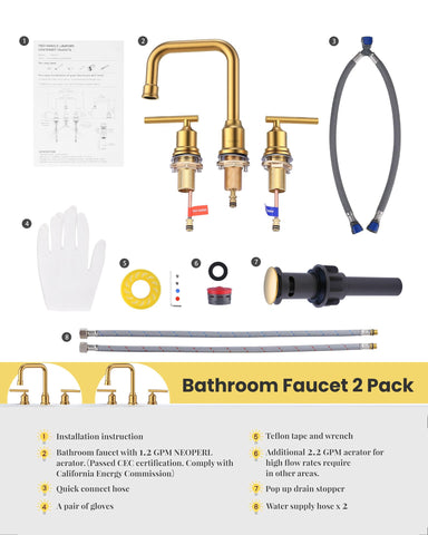 WOWOW two-handle set ideal for double sinks in shared bathrooms.