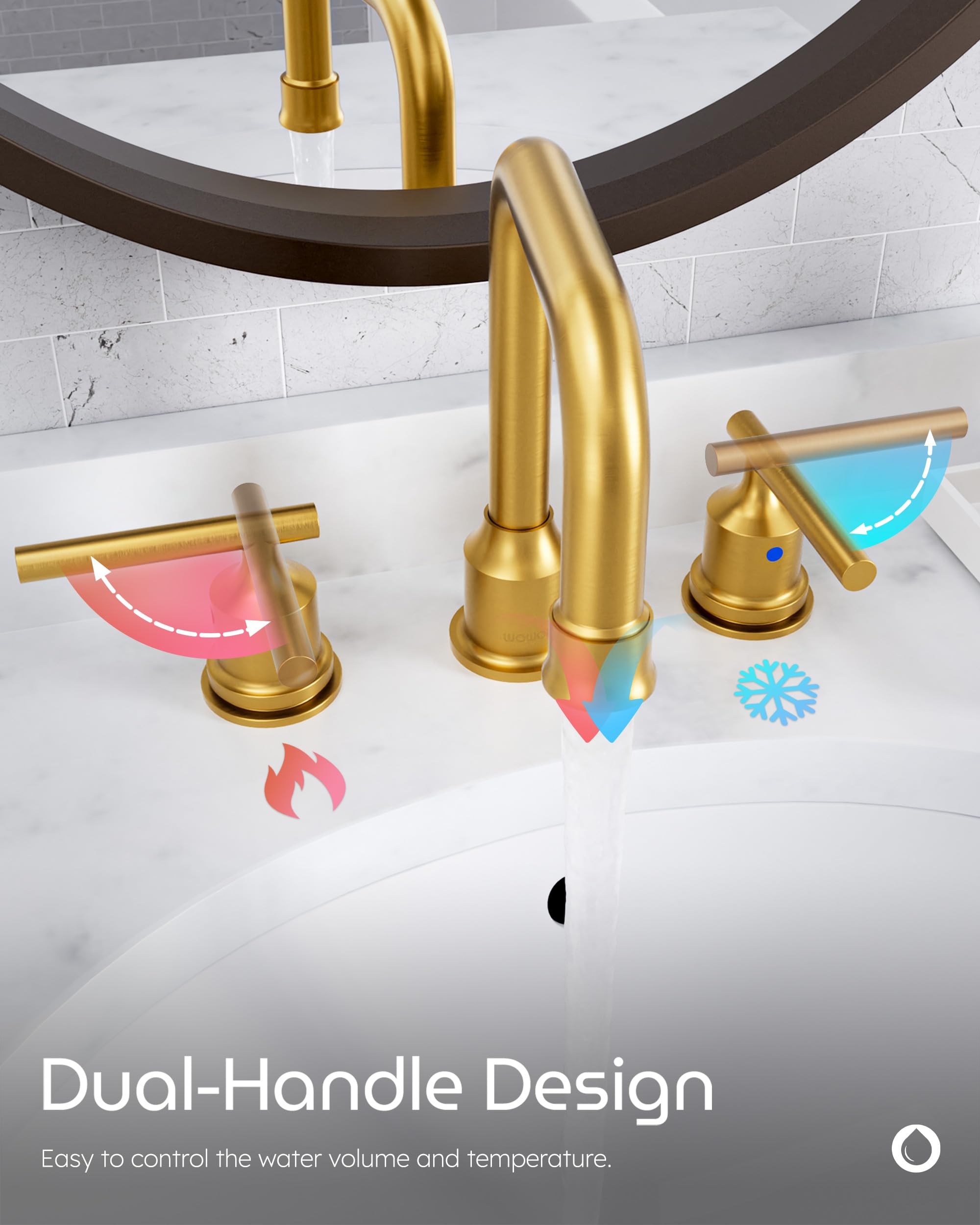 WOWOW two-handle design allows precise temperature and volume control.