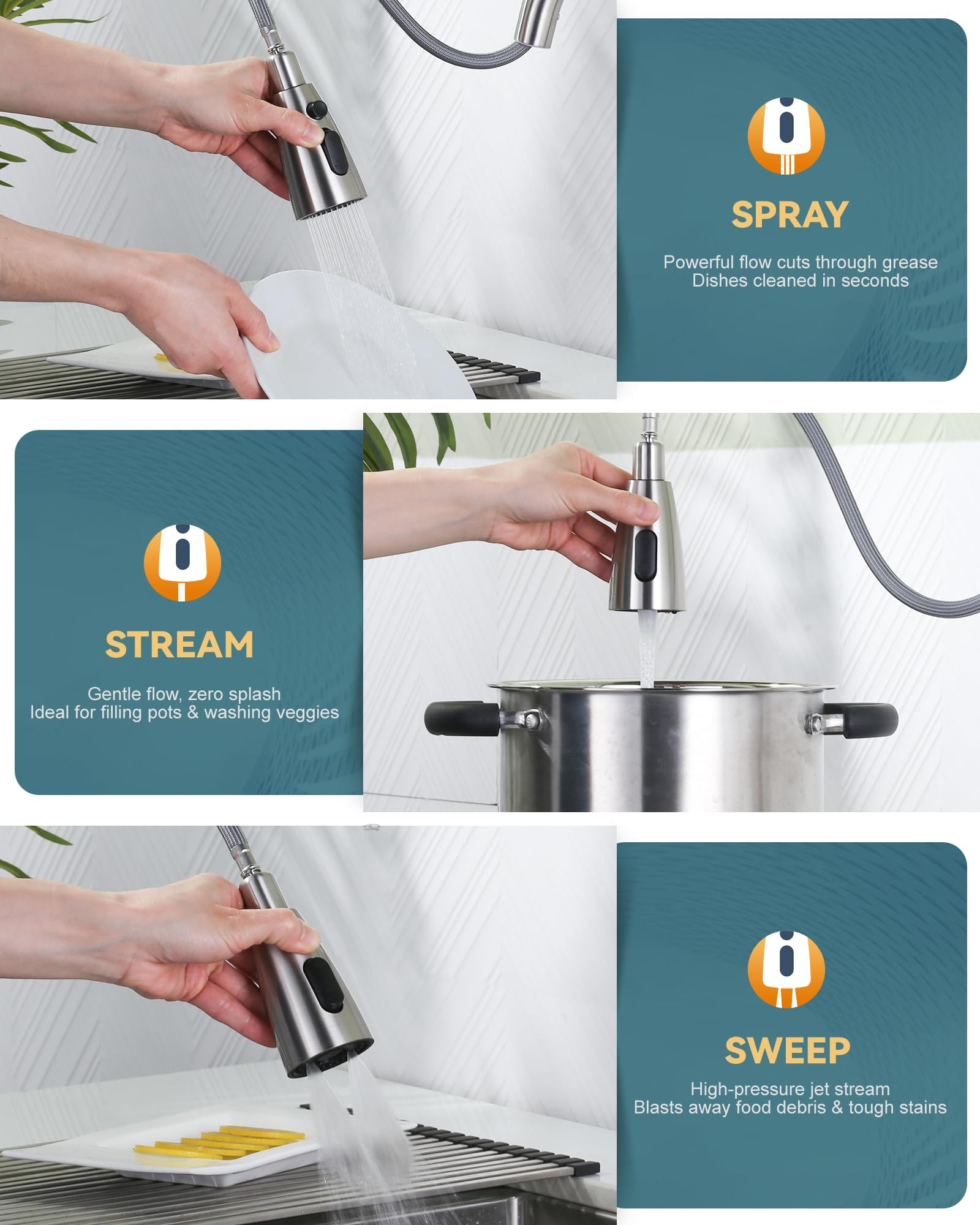 WOWOW ceramic cartridge tested to 500,000 cycles for reliable, drip-free operation.