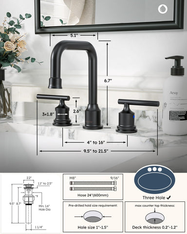 WOWOW dual-handle control enables precise temperature and flow adjustments.