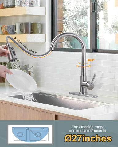 WOWOW faucet offers three water modes for task-specific cleaning.