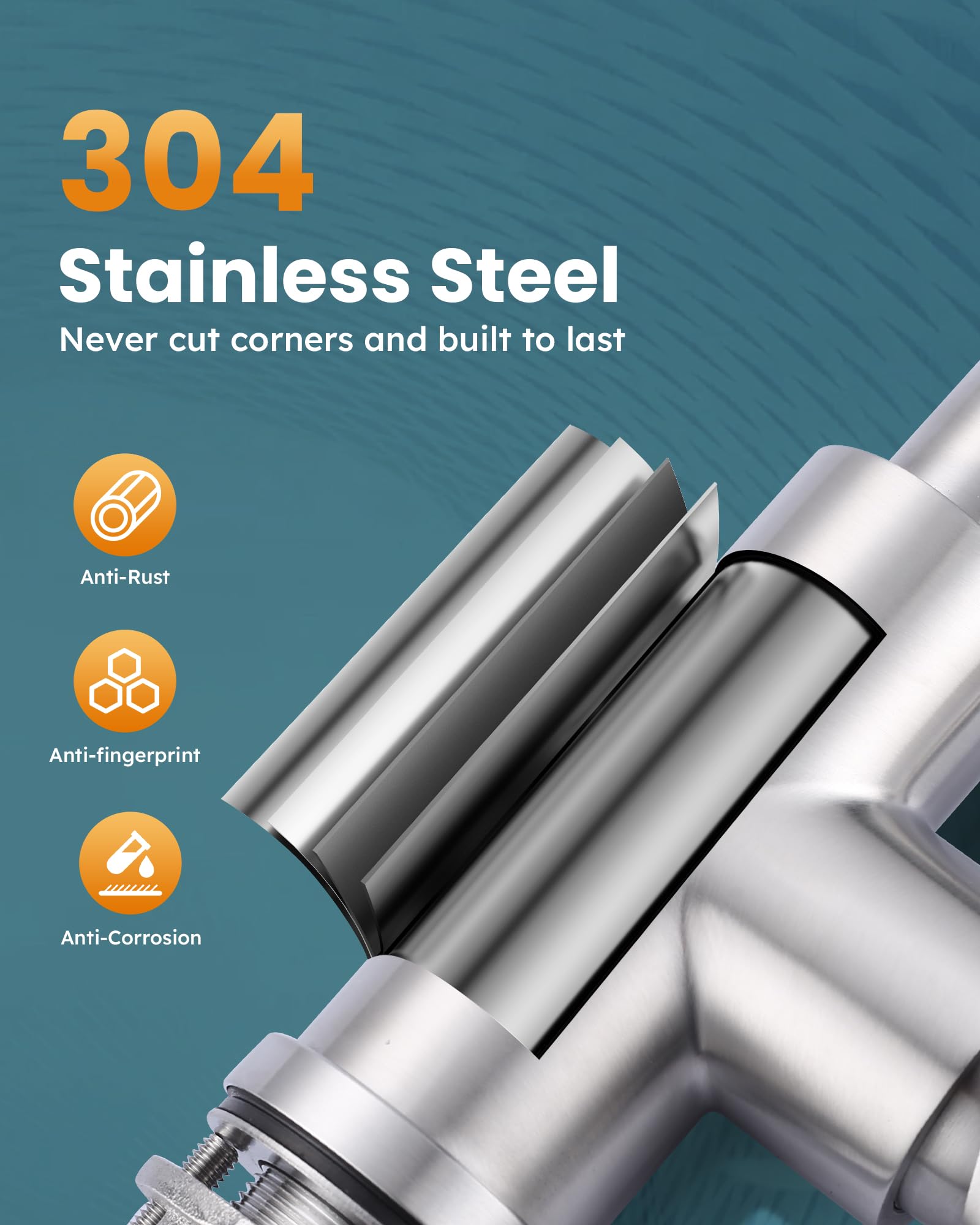 WOWOW brushed nickel finish adds a refined, easy-clean surface.
