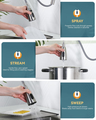 WOWOW ceramic cartridge provides smooth, drip-free operation.