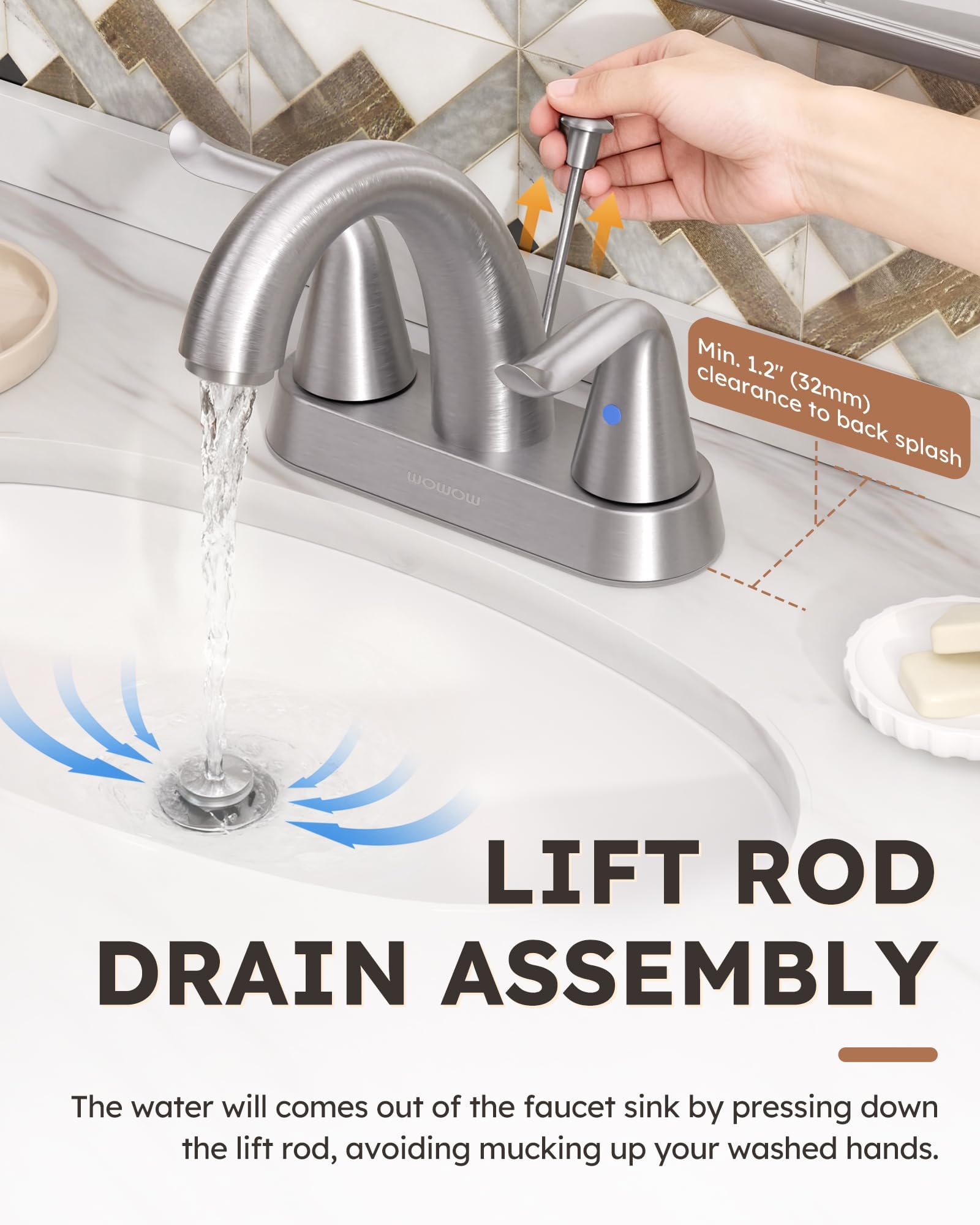 WOWOW lead-free basin mixer for safe, reliable daily use.