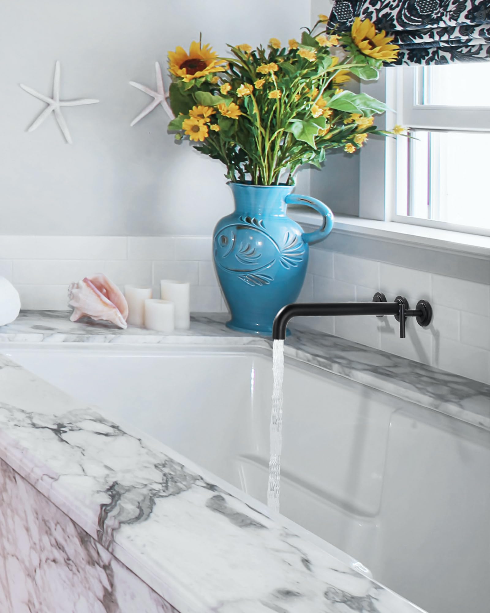 WOWOW 12-inch spout offers extended reach for large tubs.