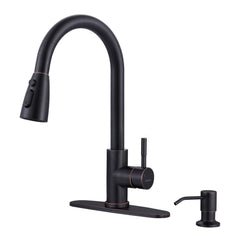 WOWOW oil-rubbed bronze kitchen faucet with pull-down sprayer for easy rinsing