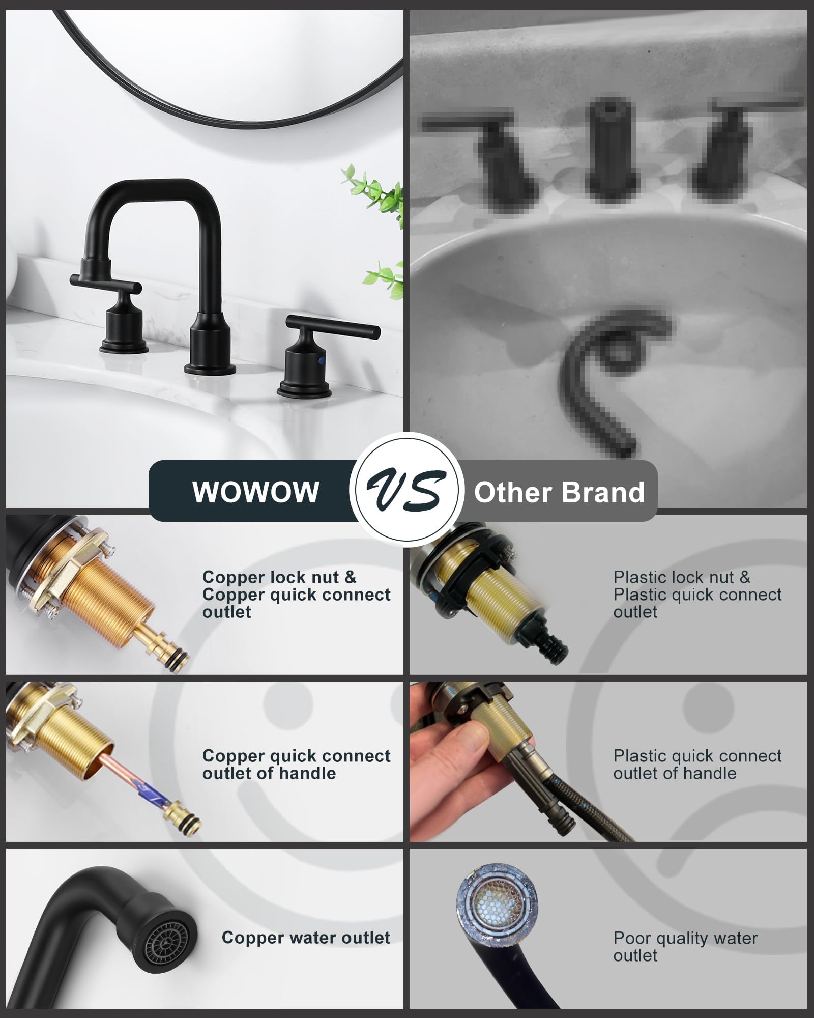 WOWOW pop-up drain included for lift-rod-free setup.