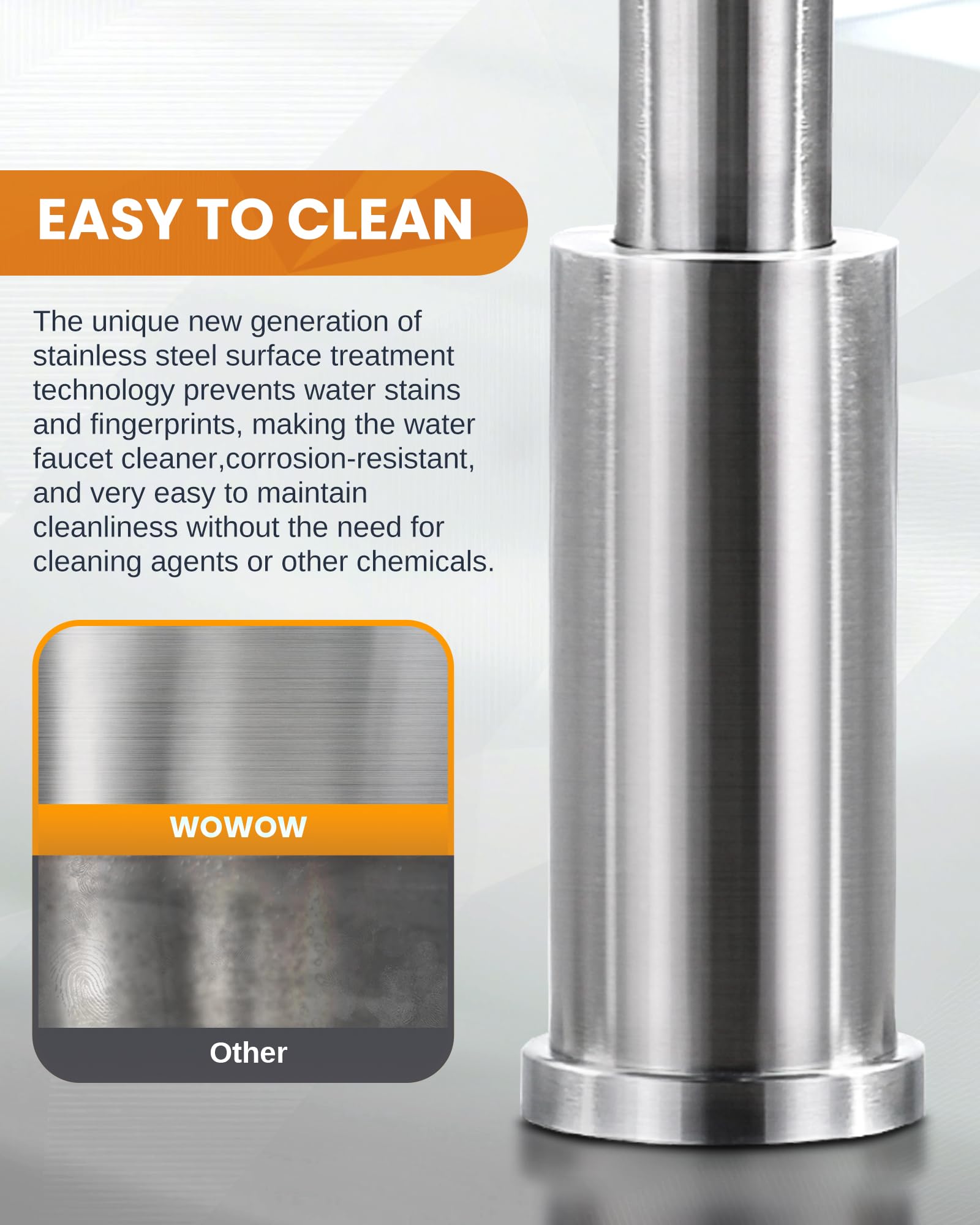 WOWOW SUS 304 stainless steel construction ensures durable, safe use.
