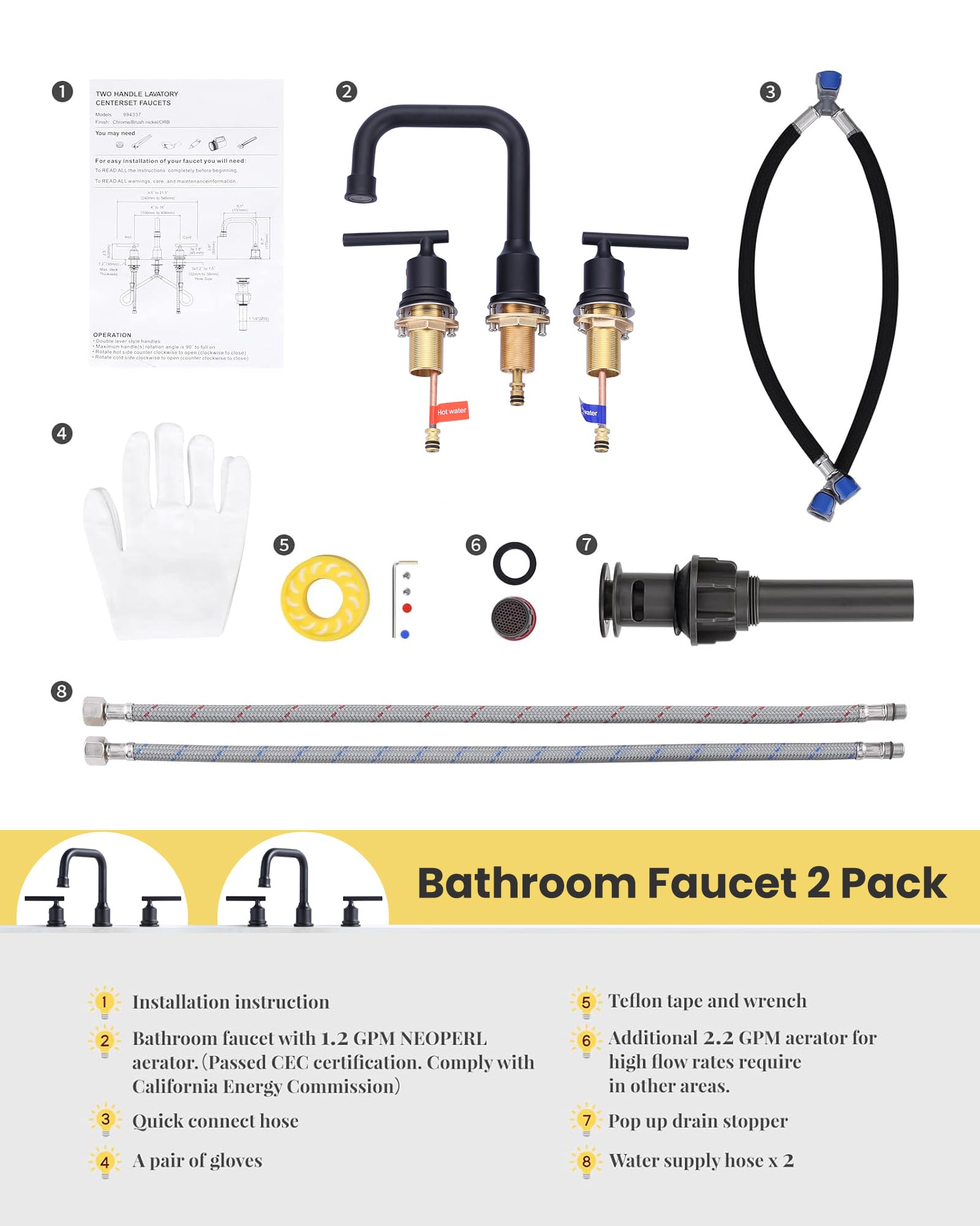 WOWOW two-faucet set suitable for dual sinks