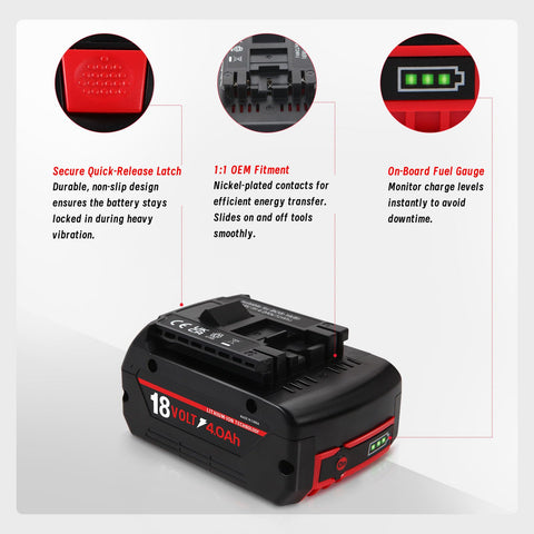 wowrmaykay bosch-18v battery 4-0ah capacity for longer runtime