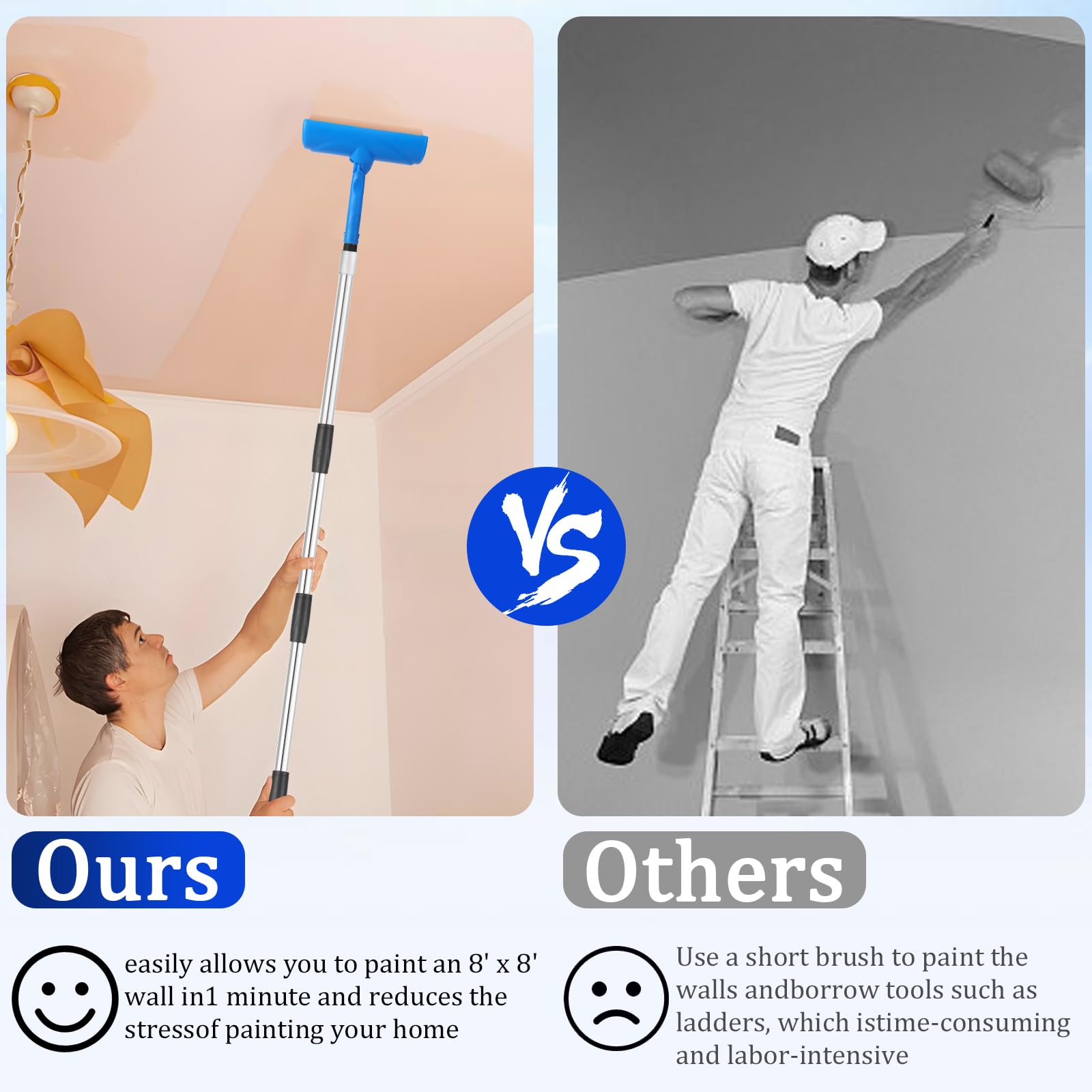 Woxnoc anti-splash blue guard minimizes drips during overhead projects.