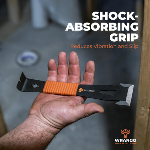 WRANGO TOOLS 9.5-inch trim bar pry bar with shock-absorbing grip for comfortable use