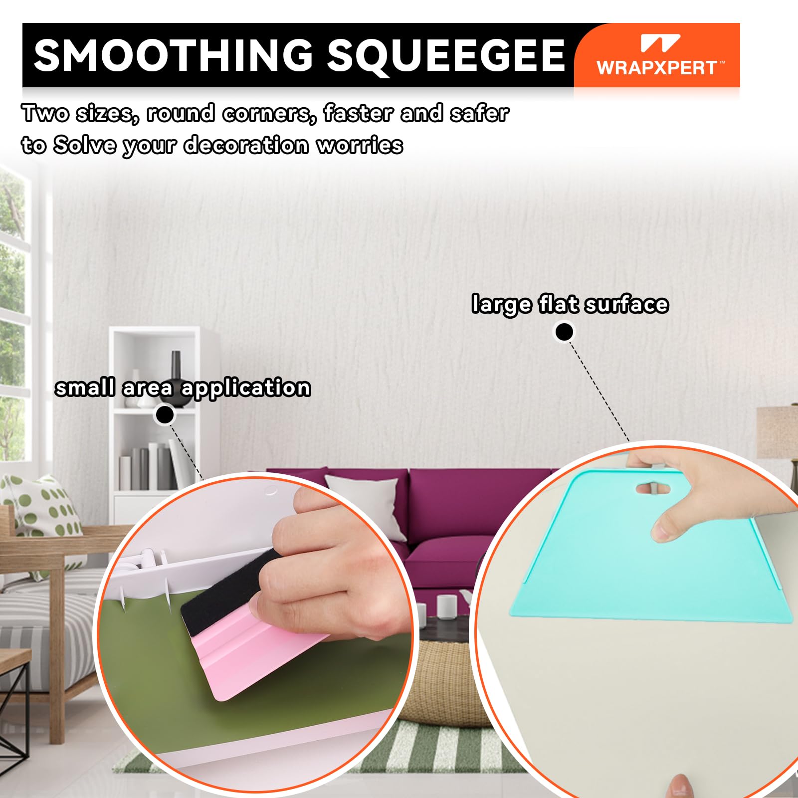 WRAPXPERT double-ended putty scraper for precise scraping and smoothing.
