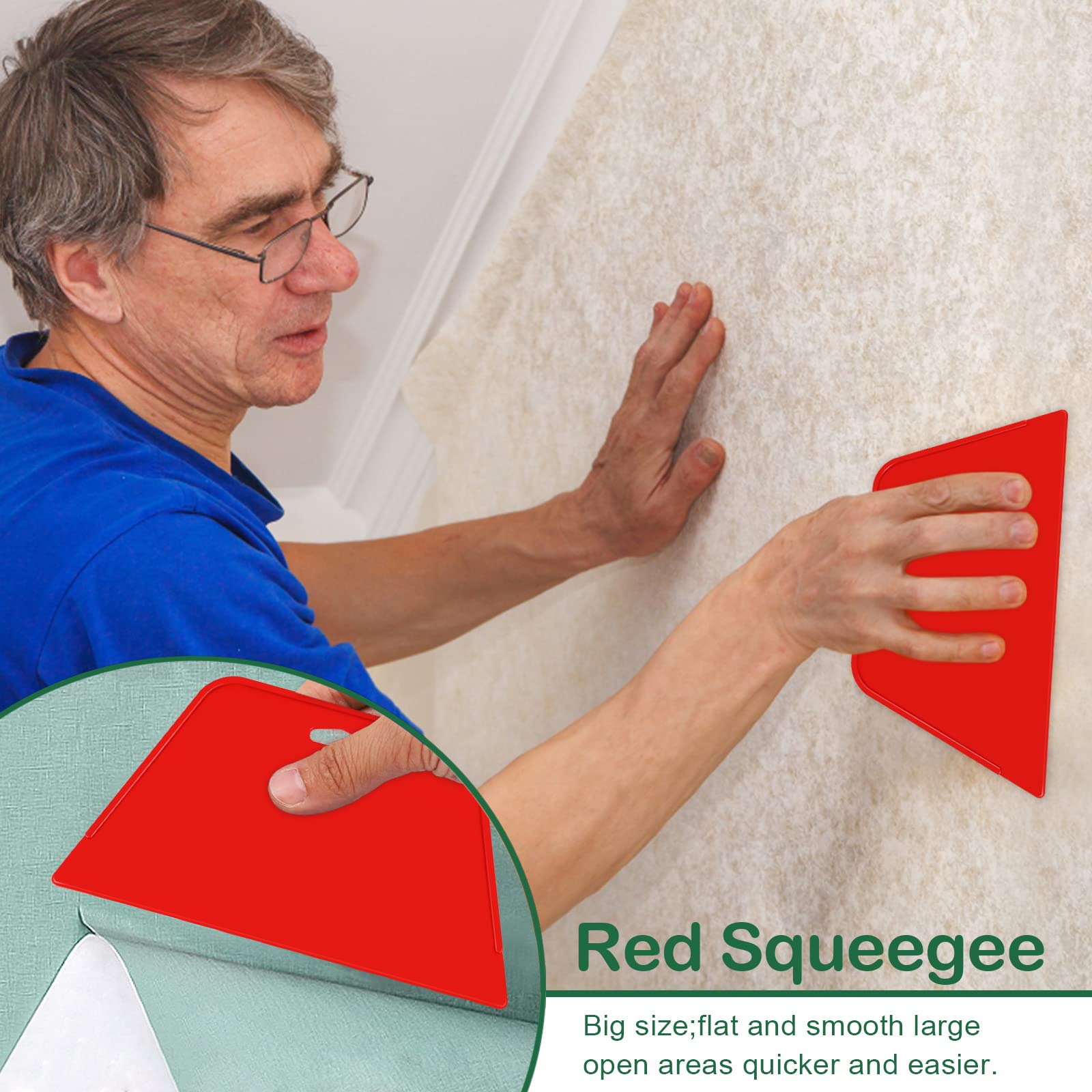 WRAPXPERT wallpaper brush blue handle for prep and dirt removal.
