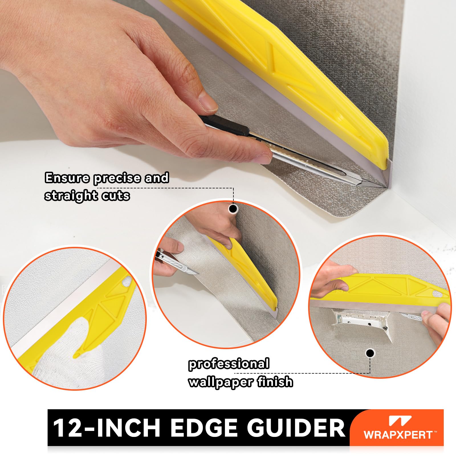 WRAPXPERT edge guider helps clean, straight wallpaper seams.