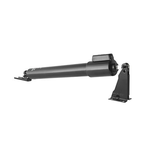 Wright Products door closer demonstrates 90-degree opening for versatile outdoor doors.