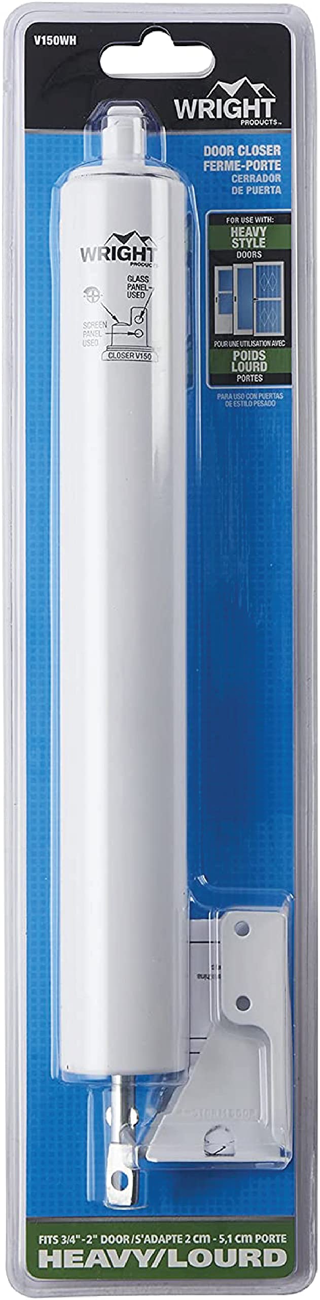 Wright Products heavy-duty closer with hold-open feature enabling hands-free positioning.