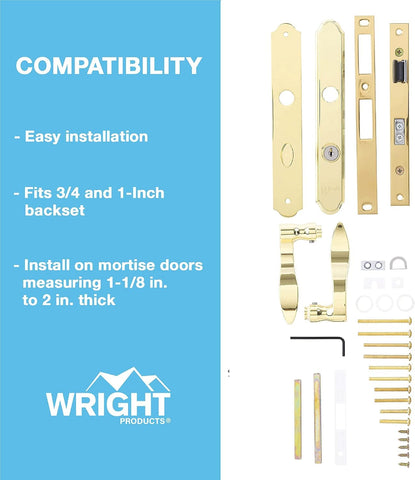 Installation kit components for Serenade storm door lock by Wright Products