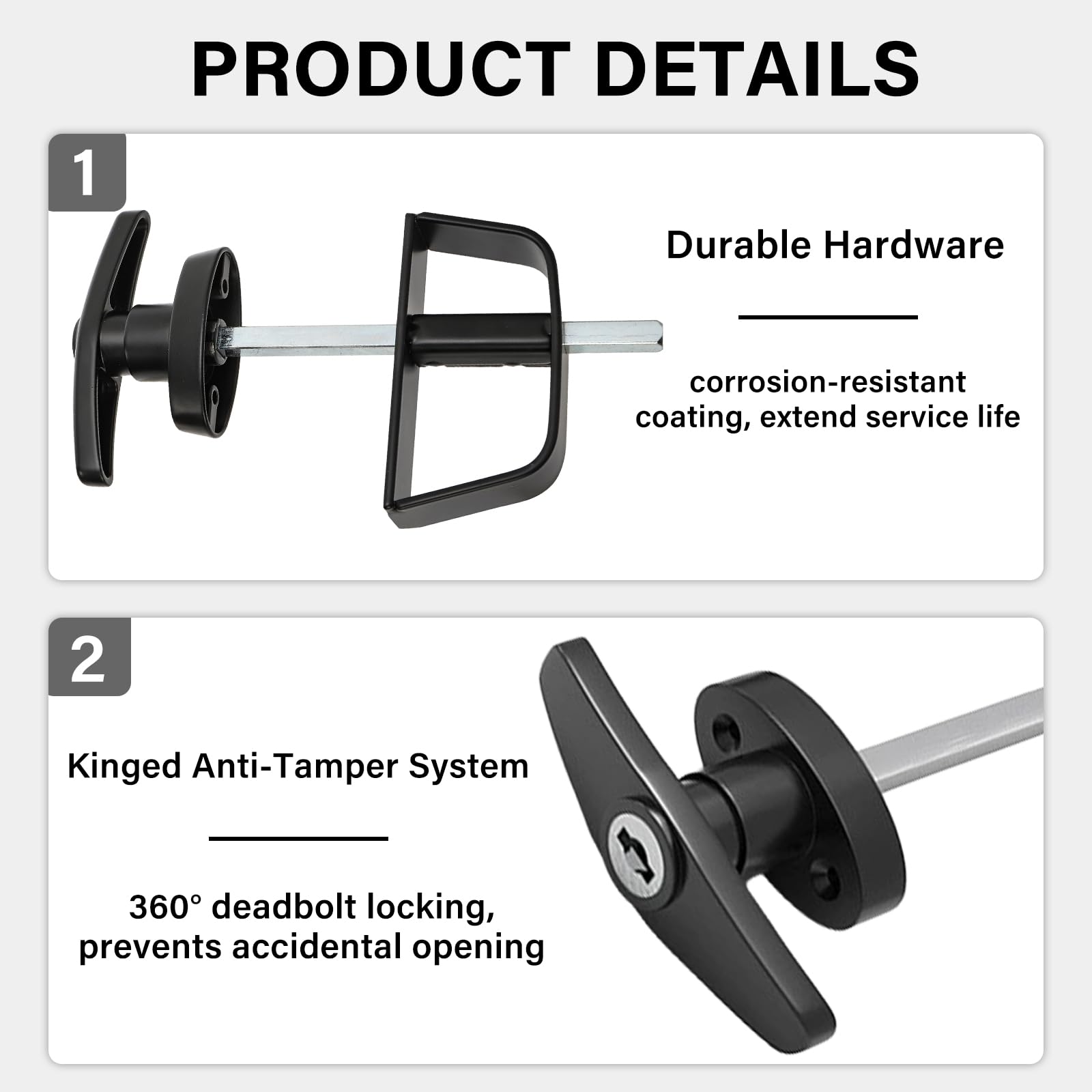 Adjustable bracket aligns with thick doors for a secure fit.
