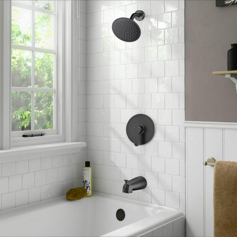 WRISIN black 6-inch rain shower head delivers high-pressure spray