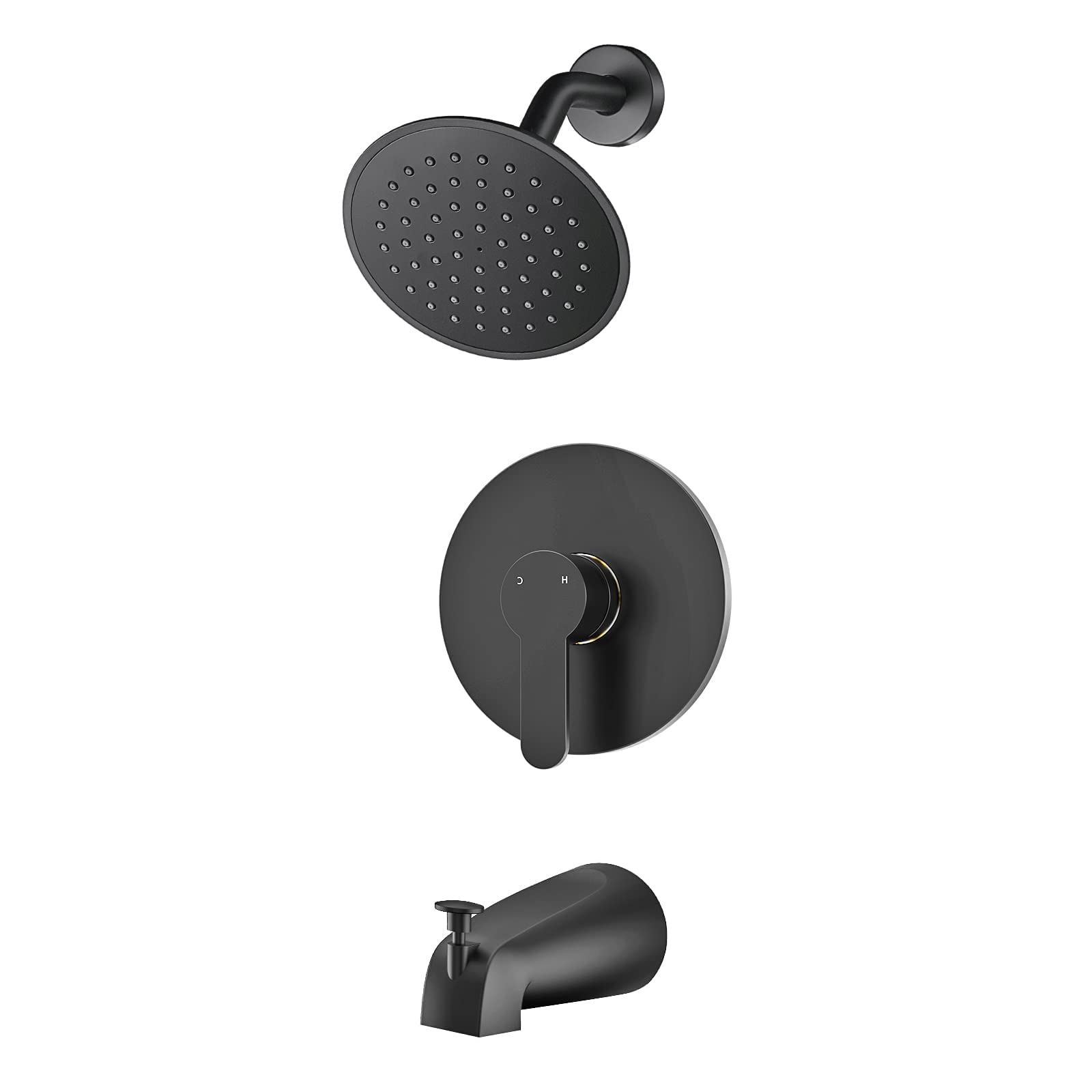 WRISIN black shower faucet set front view showing matte finish and contemporary design