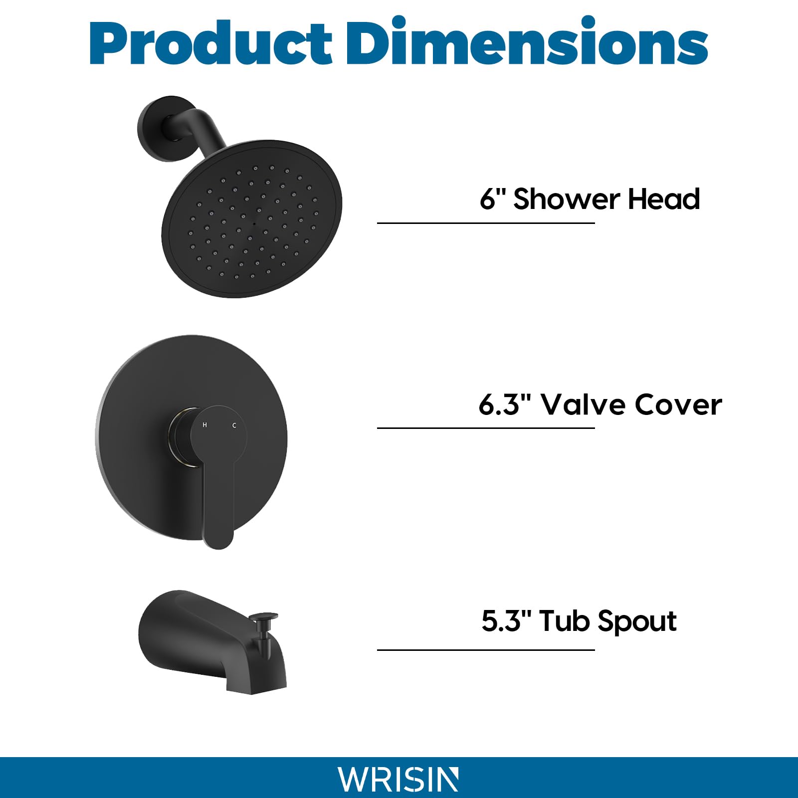WRISIN black shower set installation visuals for wall mounting