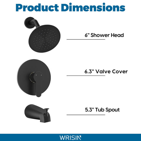 WRISIN black shower set installation visuals for wall mounting
