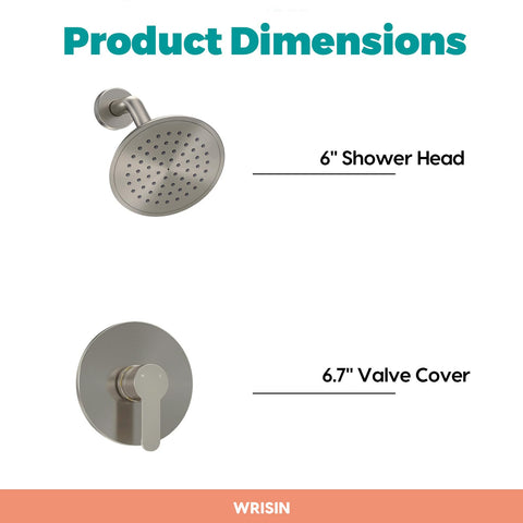 WRISIN brushed nickel shower faucet design against sleek tiles