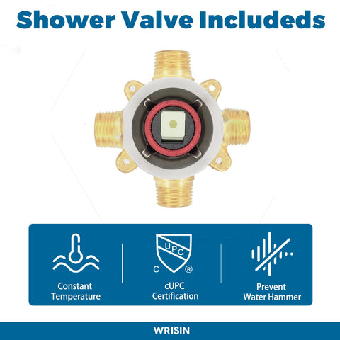 WRISIN high-pressure 1.8 GPM shower head delivers efficient showers at 60 PSI.