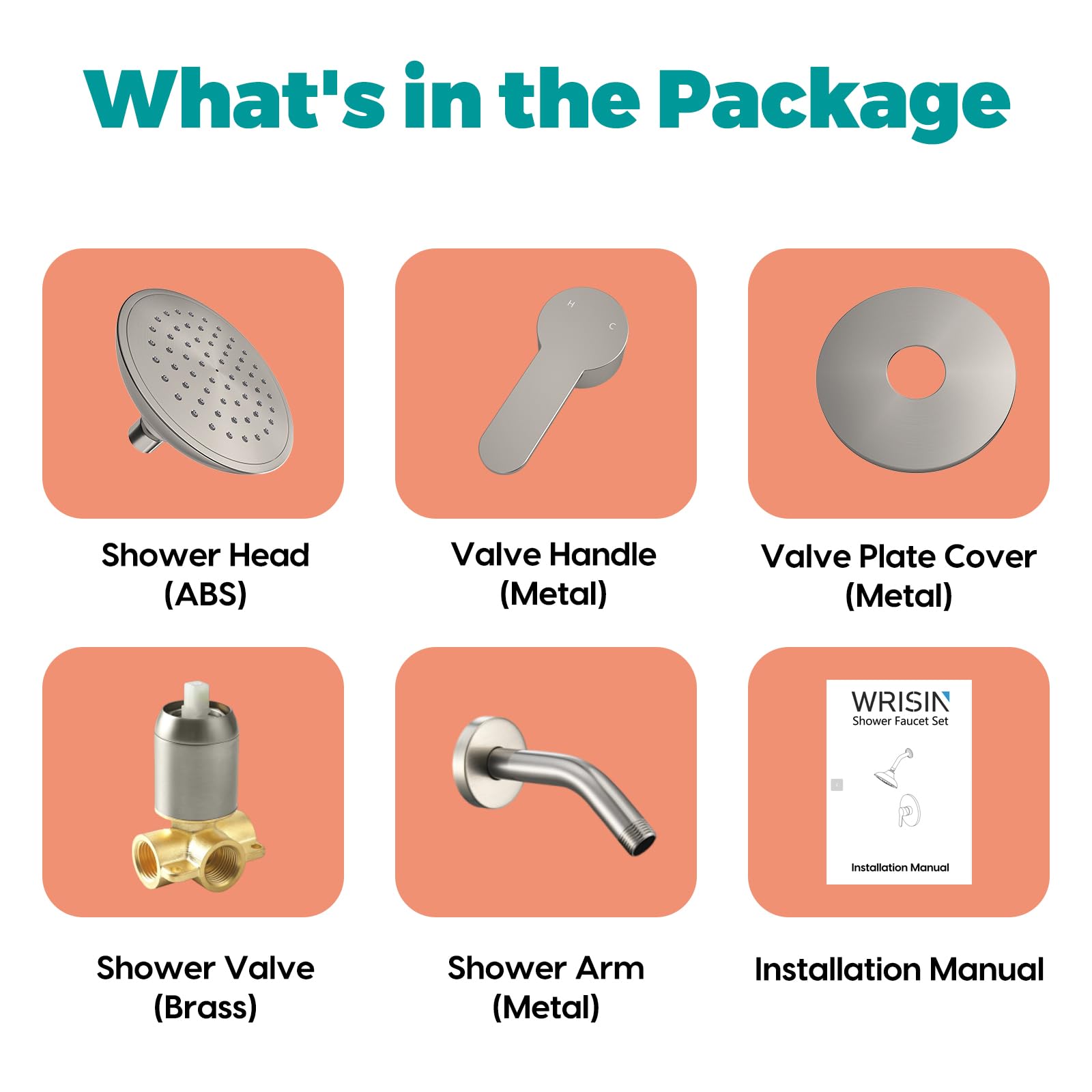 WRISIN installation-ready shower kit components laid out