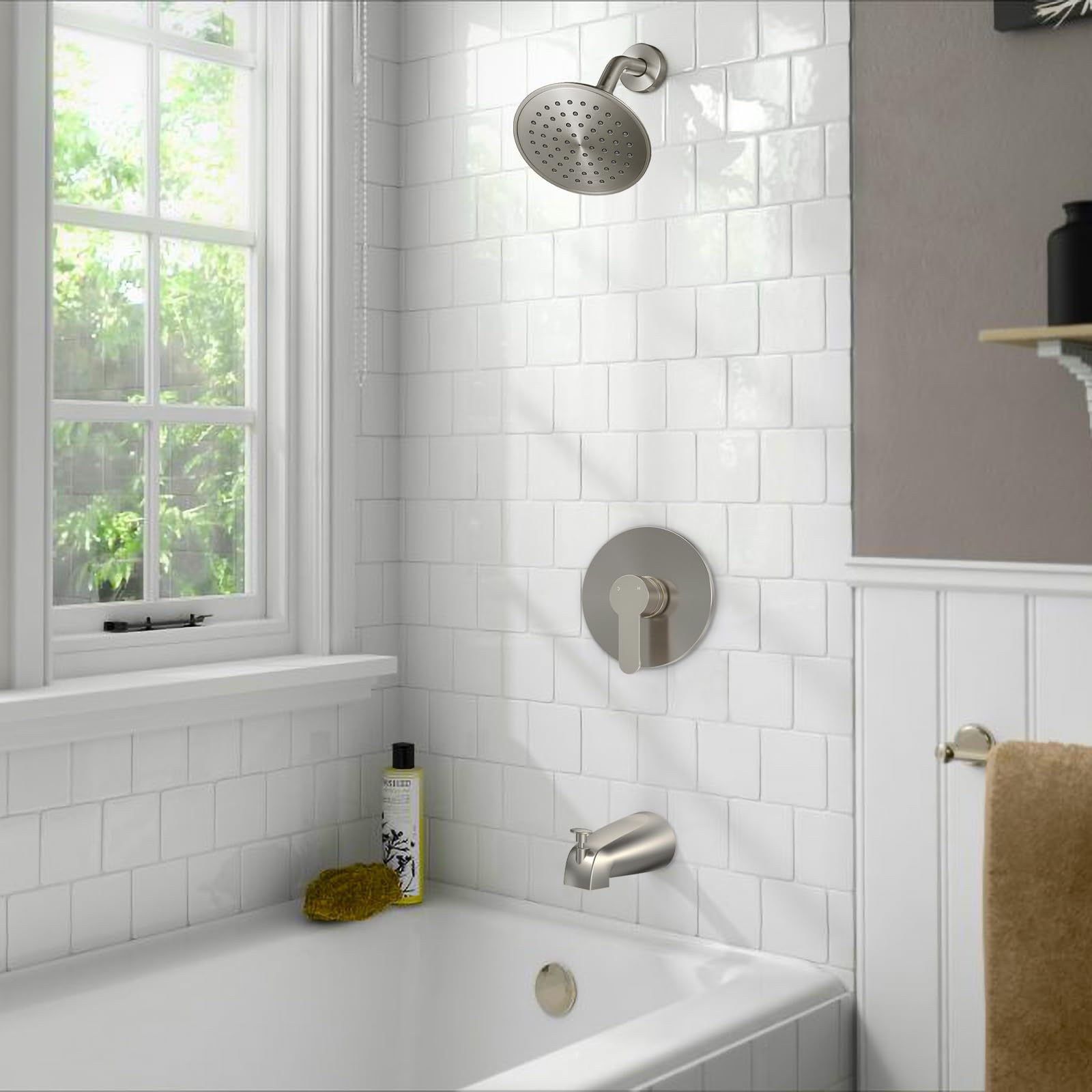 WRISIN brushed nickel faucet set showcases durable finish and smooth operation.