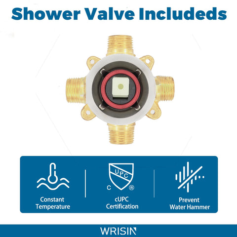 WRISIN shower faucet handle closeup with ergonomic control