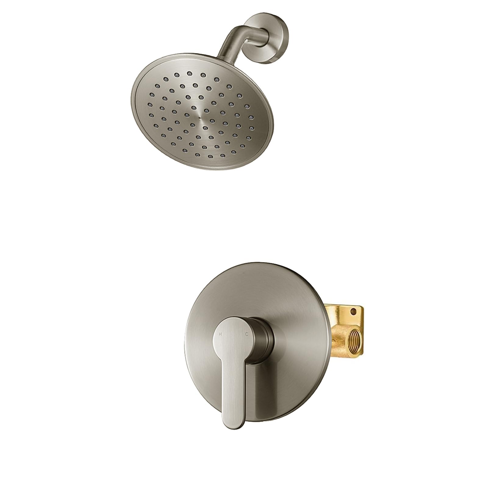 WRISIN shower faucet set with brushed nickel 6-inch rain shower head for a refreshing spray