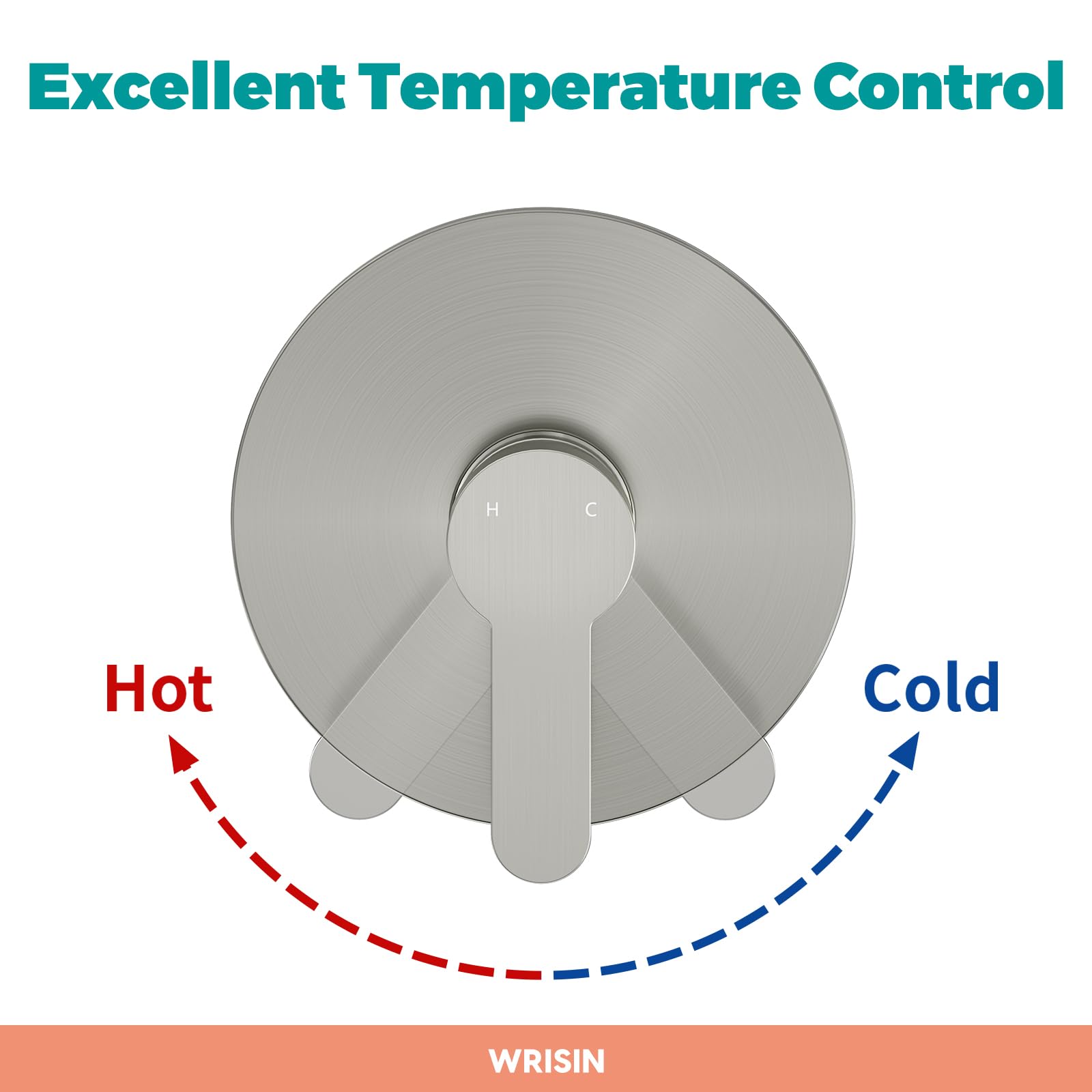 WRISIN temperature control valve close-up for steady water feel