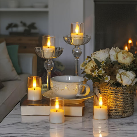 Wroxipel warm glow tealight white enhances intimate table setting.