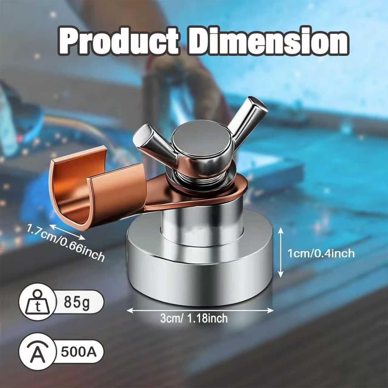 Wshxjzyay grounding magnet grips curved metal firmly, delivering stable grounding during welding.
