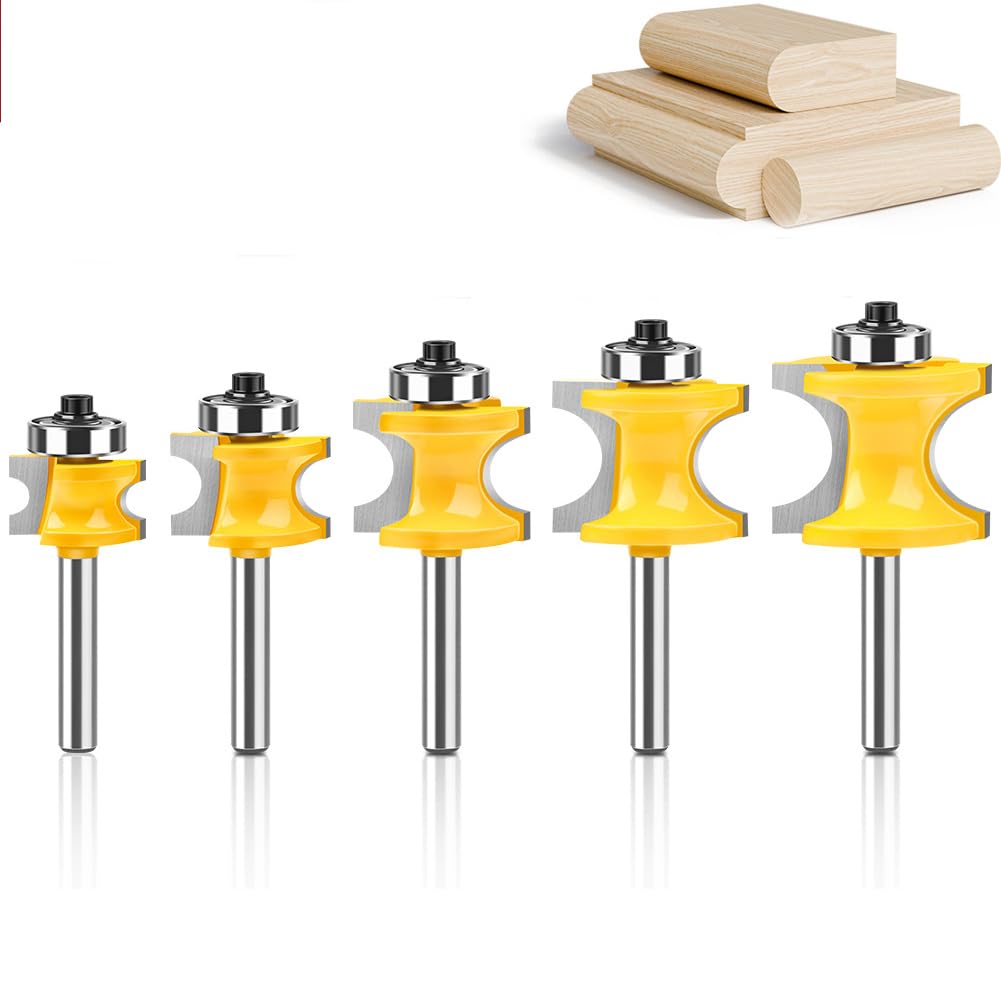 WSOOX bullnose beading router bit with 1/4-inch shank for precise edge rounding on wood