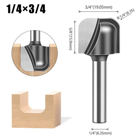 WSOOX carbide router bit 1/2 inch diameter for shallow bowls