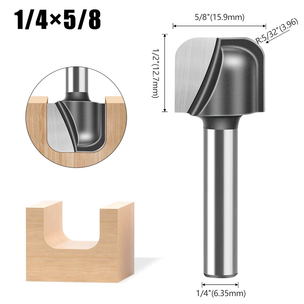WSOOX carbide router bit 5/8 inch diameter for larger radius cuts