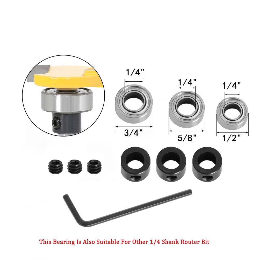 WSOOX slot cutter with three bearing sizes aligned for adjustable cutting depths.