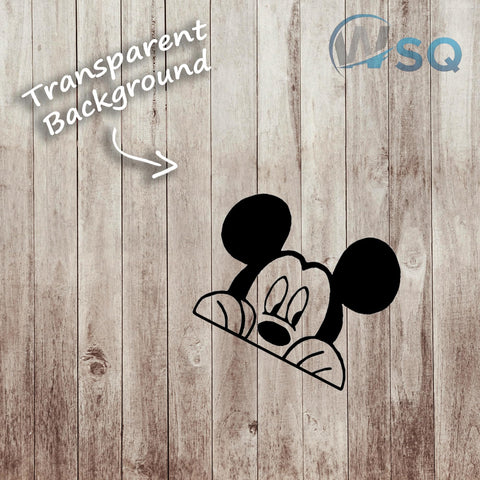 WSQ mouse wall decal peeking on window creates fun home or office accents.