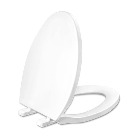 WSSROGY elongated toilet seat with slow-close hinge delivering quiet closing.