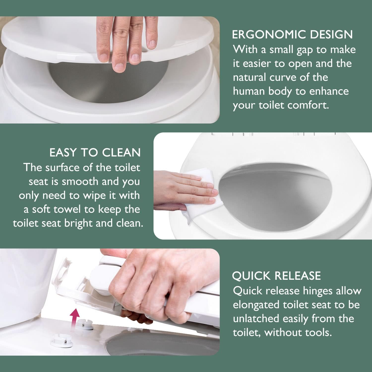 WSSROGY elongated size fits most toilets; measure before purchase.